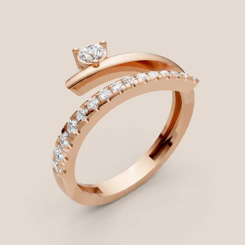 Pear & Pavé Diamond Bypass Ring R01013 — 18K gold ring by RUT GOLD — view 6