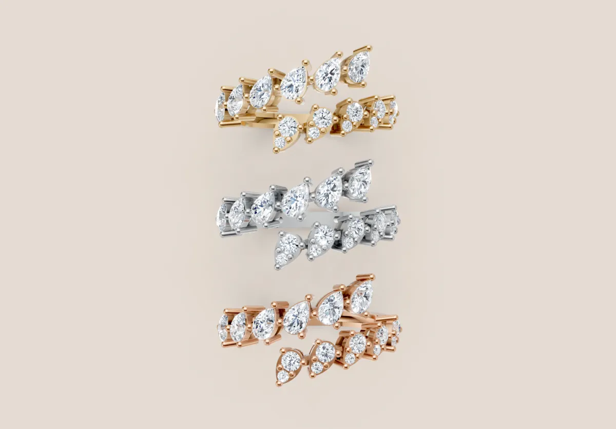 Pear & Marquise Diamond Crown Cluster Ring R01017 — 18K gold ring by RUT GOLD — view 4