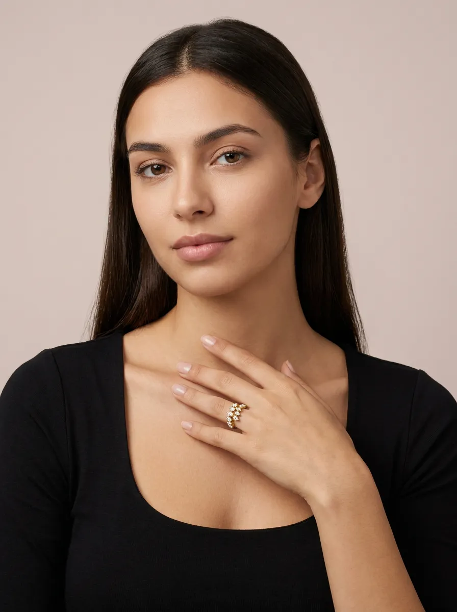 Pear & Marquise Diamond Crown Cluster Ring R01017 — 18K gold ring by RUT GOLD — view 5