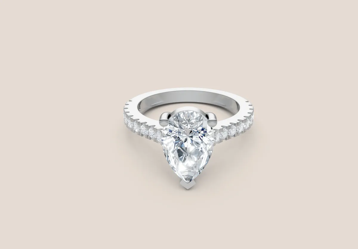 Pear Diamond Pavé Engagement Ring — 18K gold ring by RUT GOLD