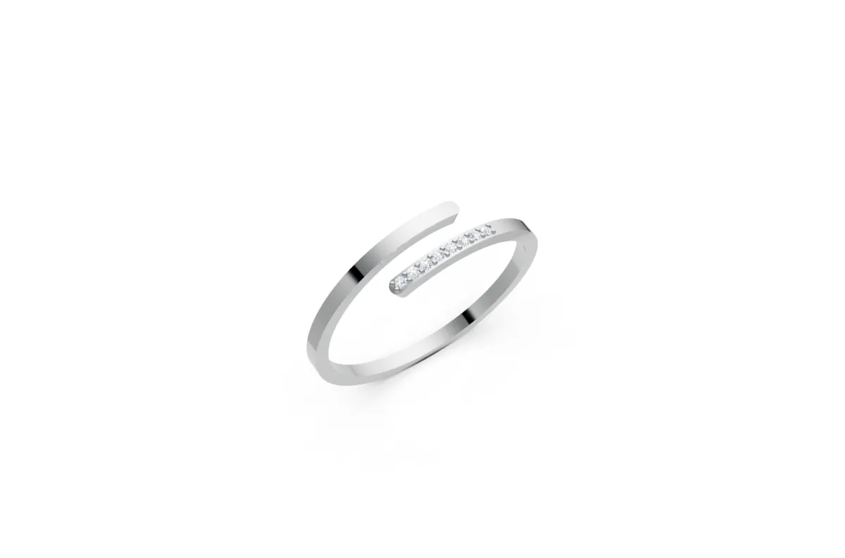Diamond Bar Bypass Ring R00803 — 18K gold ring by RUT GOLD — view 3