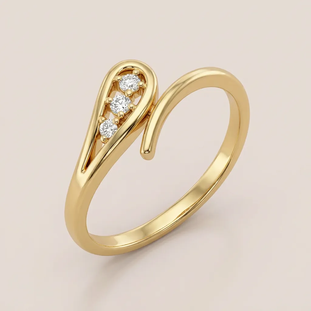 Pavé Diamond Teardrop Bypass Ring R00806 — 18K gold ring by RUT GOLD