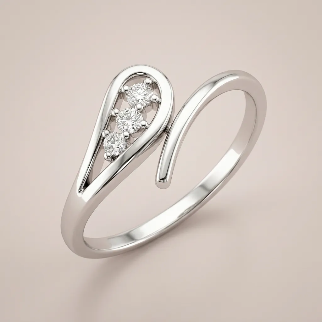 Pavé Diamond Teardrop Bypass Ring R00806 — 18K gold ring by RUT GOLD — view 3