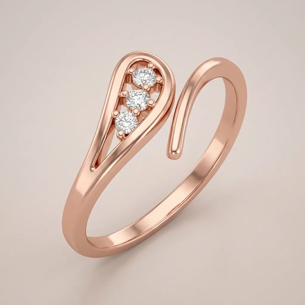 Pavé Diamond Teardrop Bypass Ring R00806 — 18K gold ring by RUT GOLD — view 4