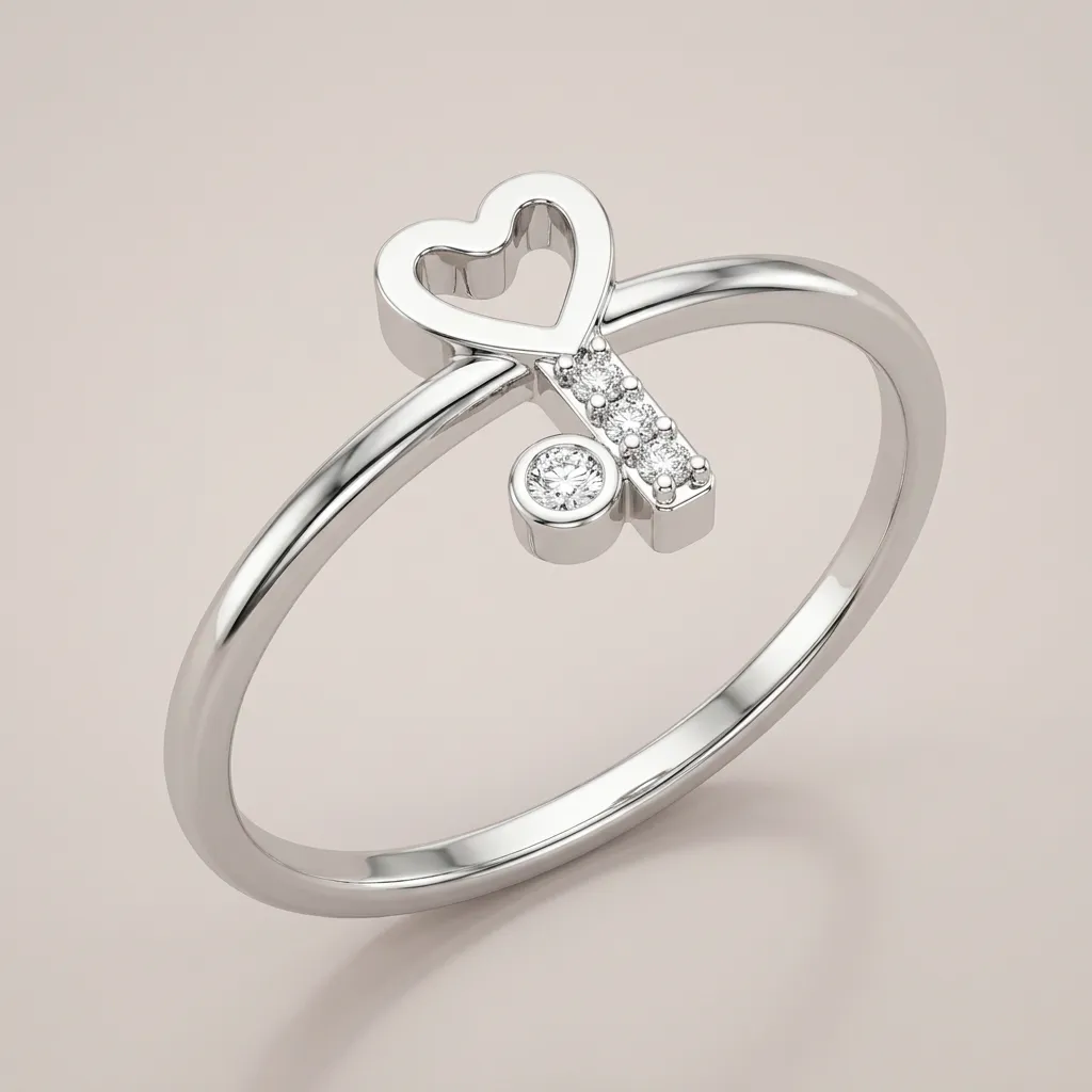 Open Heart Diamond Ring R00809 — 18K gold ring by RUT GOLD — view 3