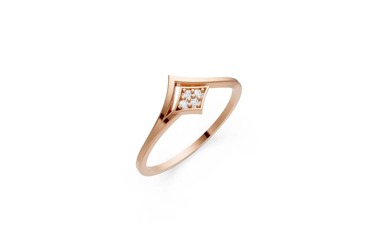 Pavé Diamond Chevron V Ring R00810 — 18K gold ring by RUT GOLD — view 3
