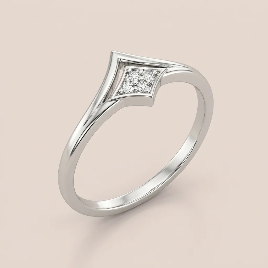 Pavé Diamond Chevron V Ring R00810 — 18K gold ring by RUT GOLD — view 5