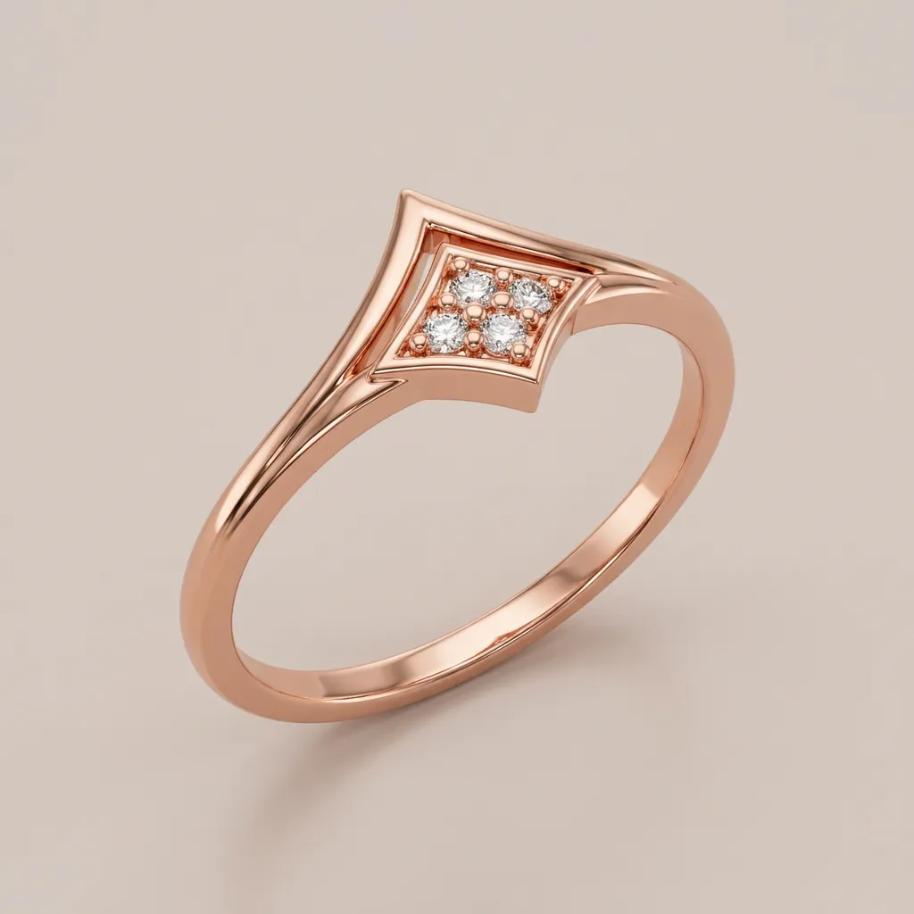 Pavé Diamond Chevron V Ring R00810 — 18K gold ring by RUT GOLD — view 6