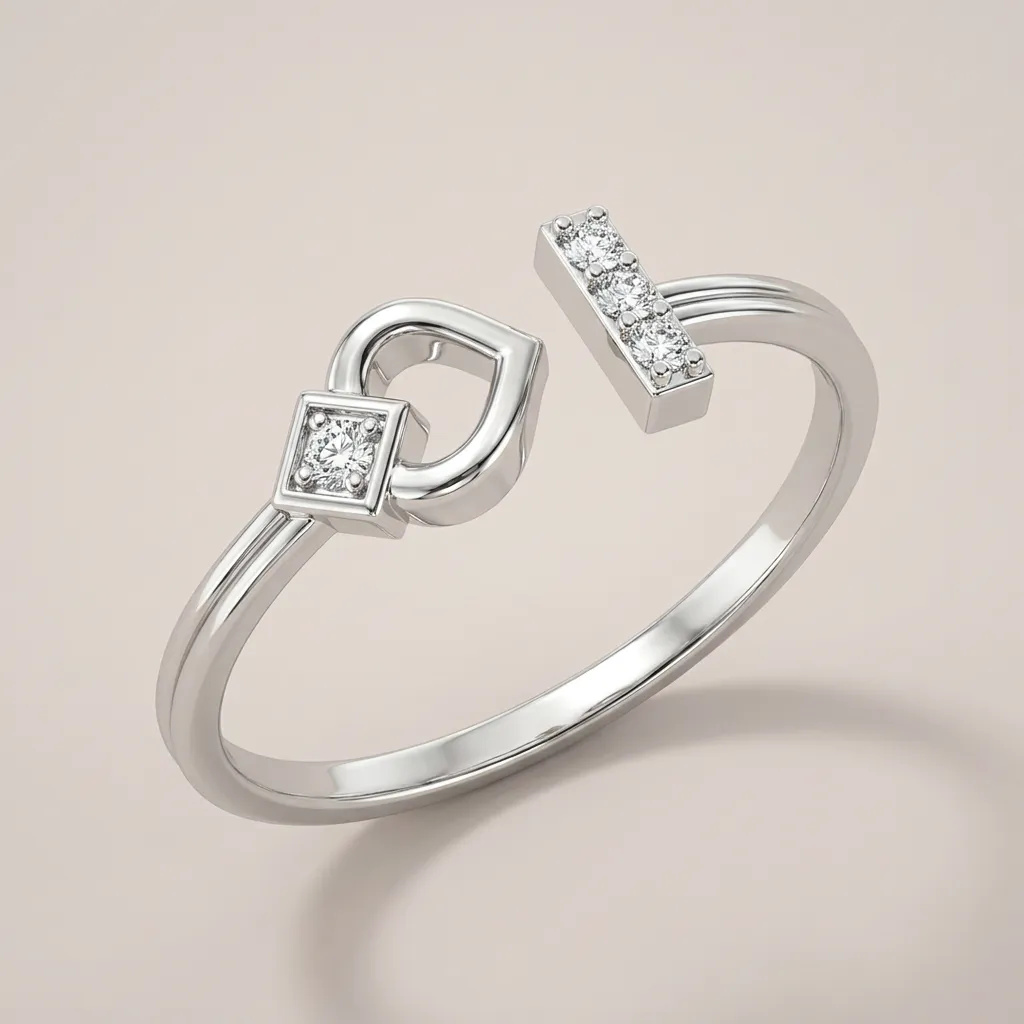 Geometric Diamond Open Cuff Ring R00812 — 18K gold ring by RUT GOLD