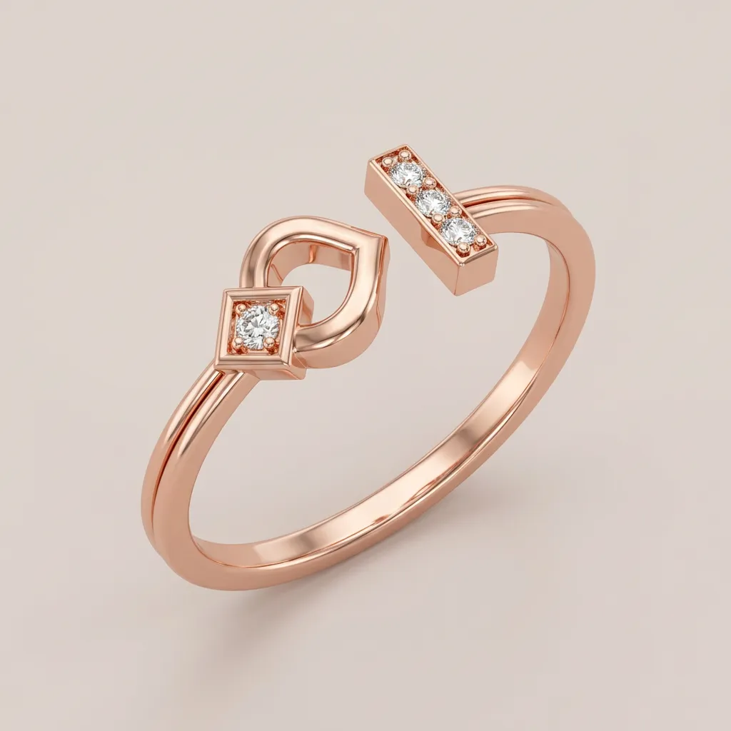 Geometric Diamond Open Cuff Ring R00812 — 18K gold ring by RUT GOLD — view 3