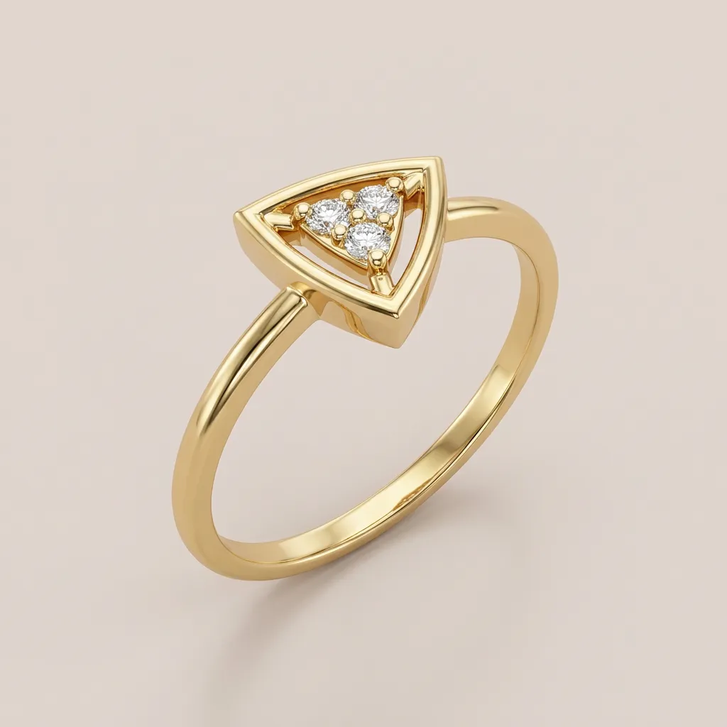 Pavé Diamond Triangle Ring R00813 — 18K gold ring by RUT GOLD