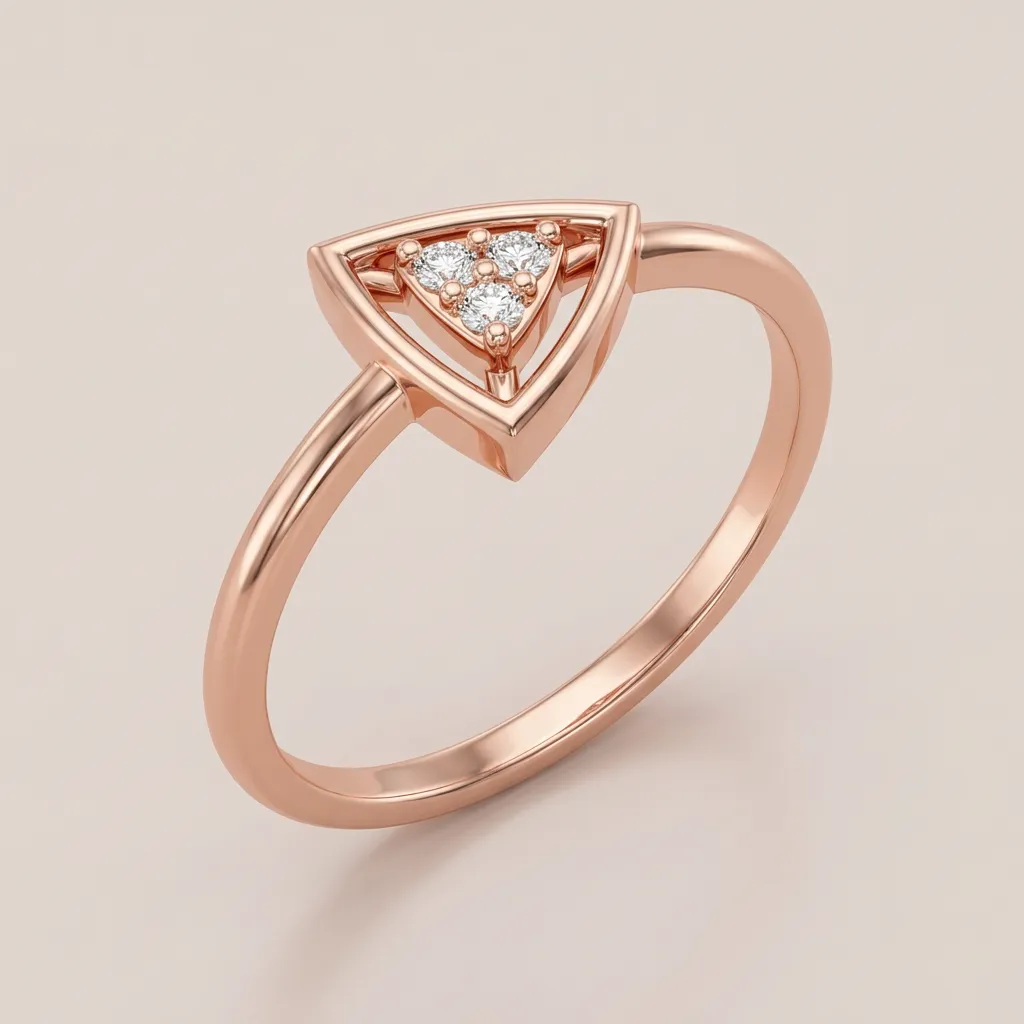 Pavé Diamond Triangle Ring R00813 — 18K gold ring by RUT GOLD — view 3