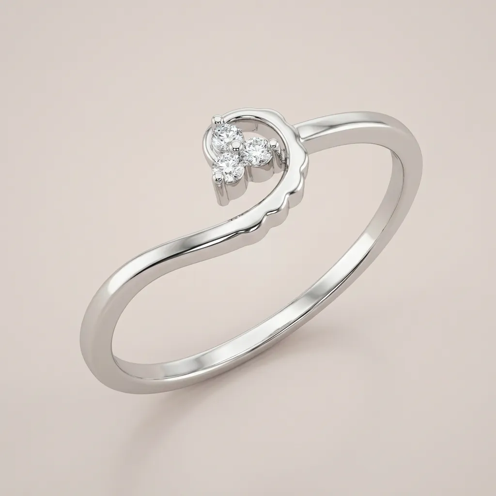 Diamond Cluster Wave Ring R00814 — 18K gold ring by RUT GOLD