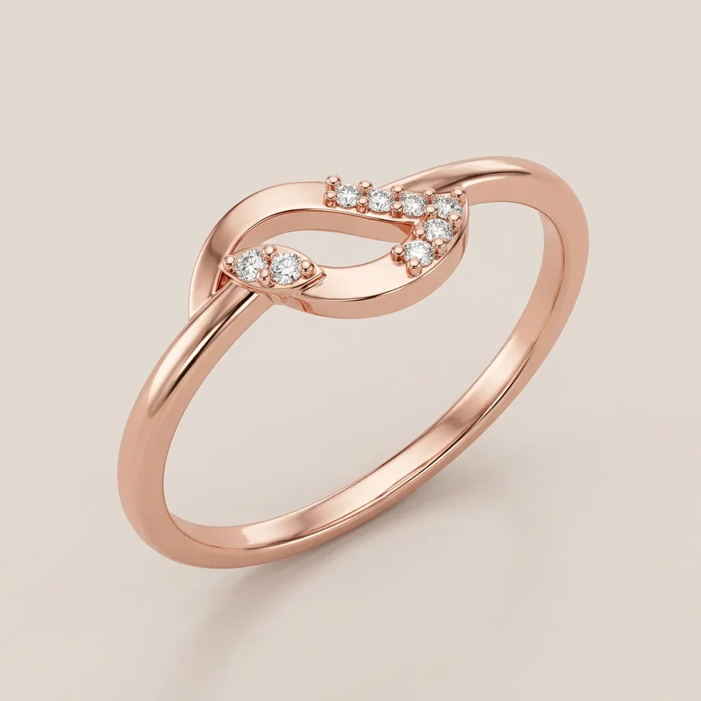 Pavé Diamond Crossover Loop Ring R00816 — 18K gold ring by RUT GOLD — view 3