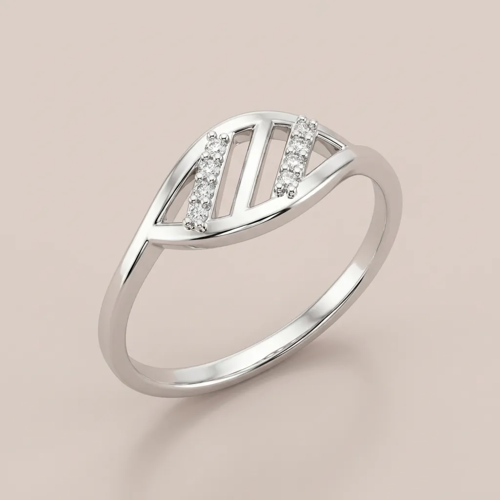 Diamond Open Marquise Pavé Bar Ring R00819 — 18K gold ring by RUT GOLD — view 3