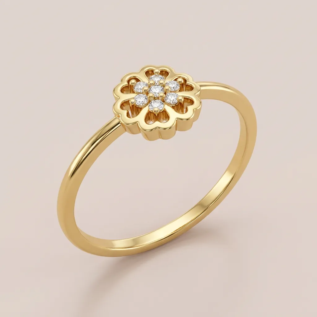 Filigree Diamond Flower Ring R00820 — 18K gold ring by RUT GOLD
