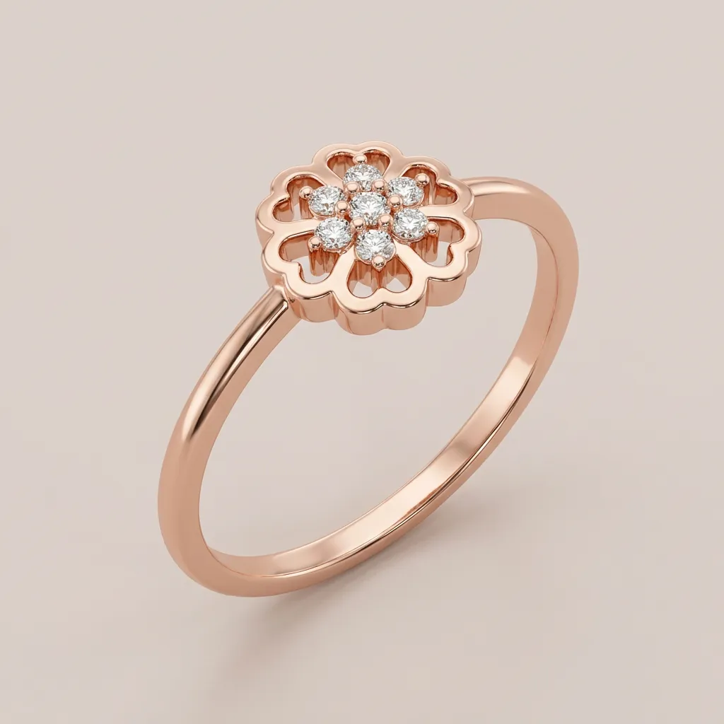 Filigree Diamond Flower Ring R00820 — 18K gold ring by RUT GOLD — view 3