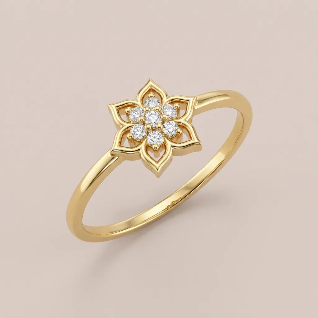 Diamond Star Flower Ring R00821 — 18K gold ring by RUT GOLD