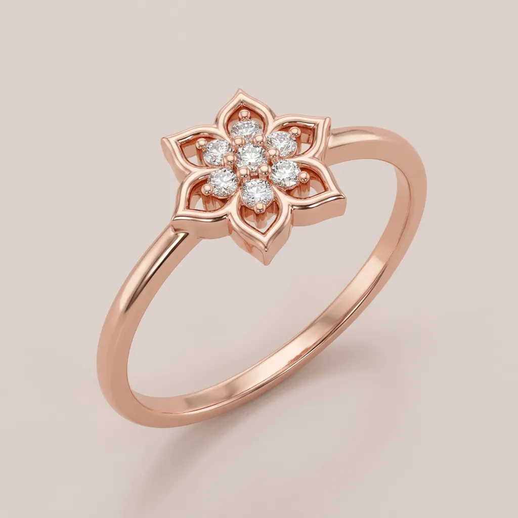 Diamond Star Flower Ring R00821 — 18K gold ring by RUT GOLD — view 4
