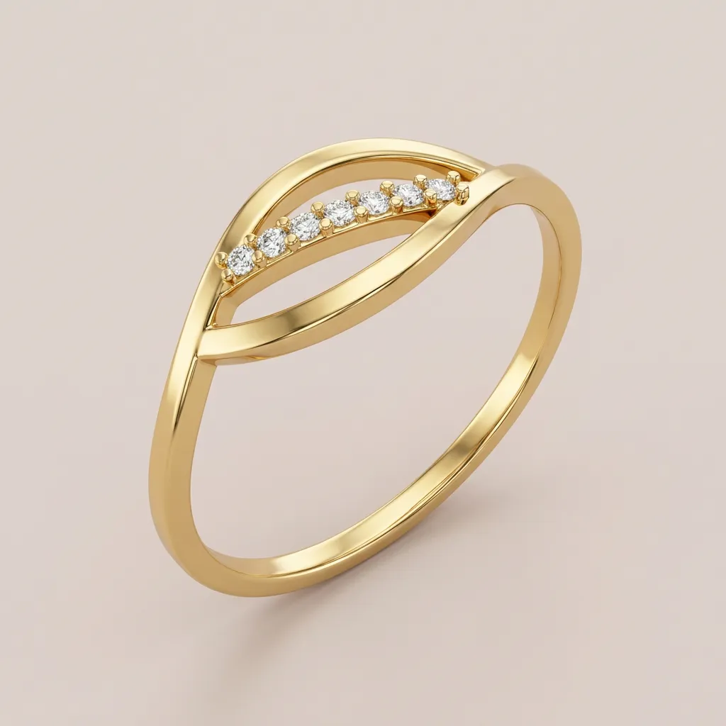 Pavé Diamond Leaf Ring R00823 — 18K gold ring by RUT GOLD