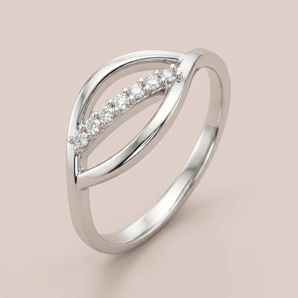 Pavé Diamond Leaf Ring R00823 — 18K gold ring by RUT GOLD — view 3