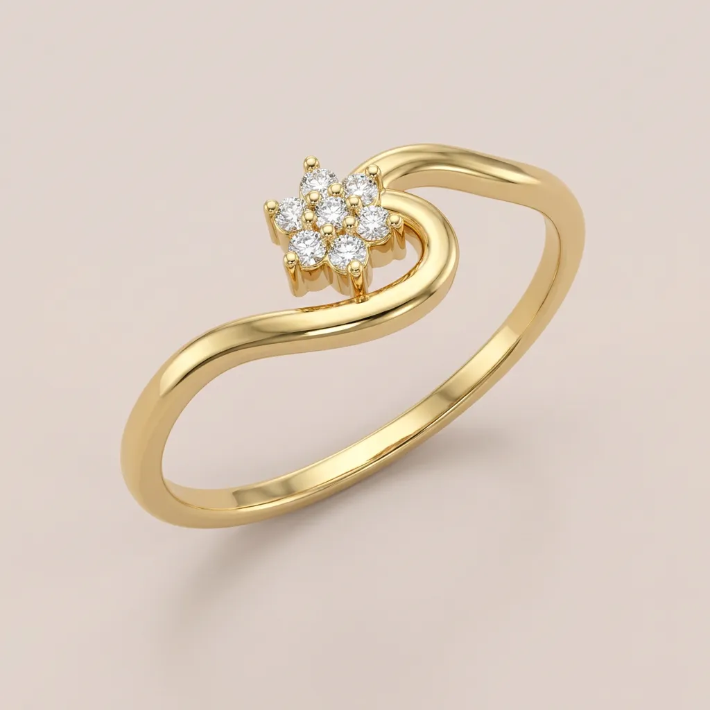 Diamond Flower Bypass Ring R00825 — 18K gold ring by RUT GOLD