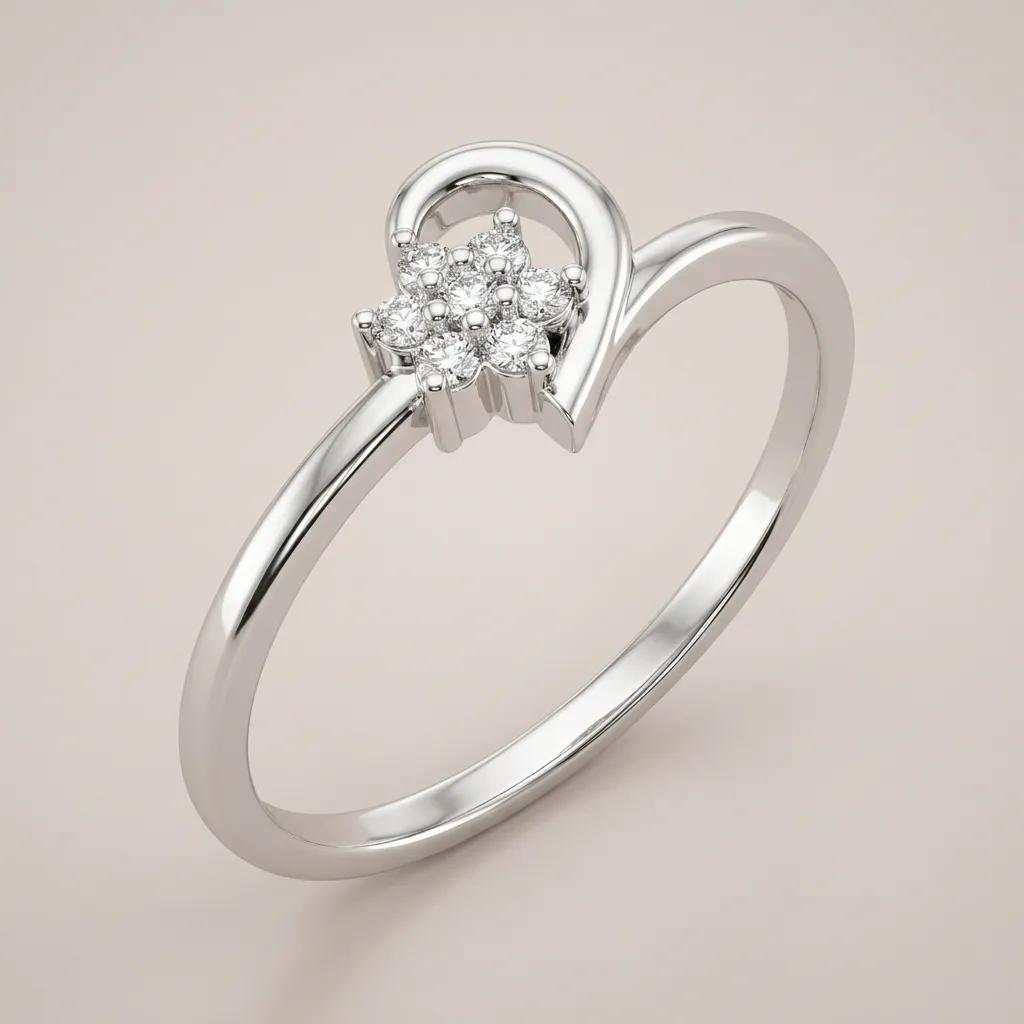 Diamond Cluster Heart Swirl Ring R00826 — 18K gold ring by RUT GOLD