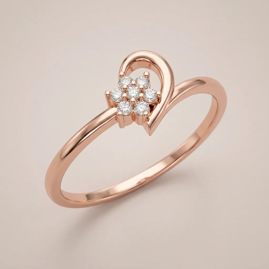 Diamond Cluster Heart Swirl Ring R00826 — 18K gold ring by RUT GOLD — view 3