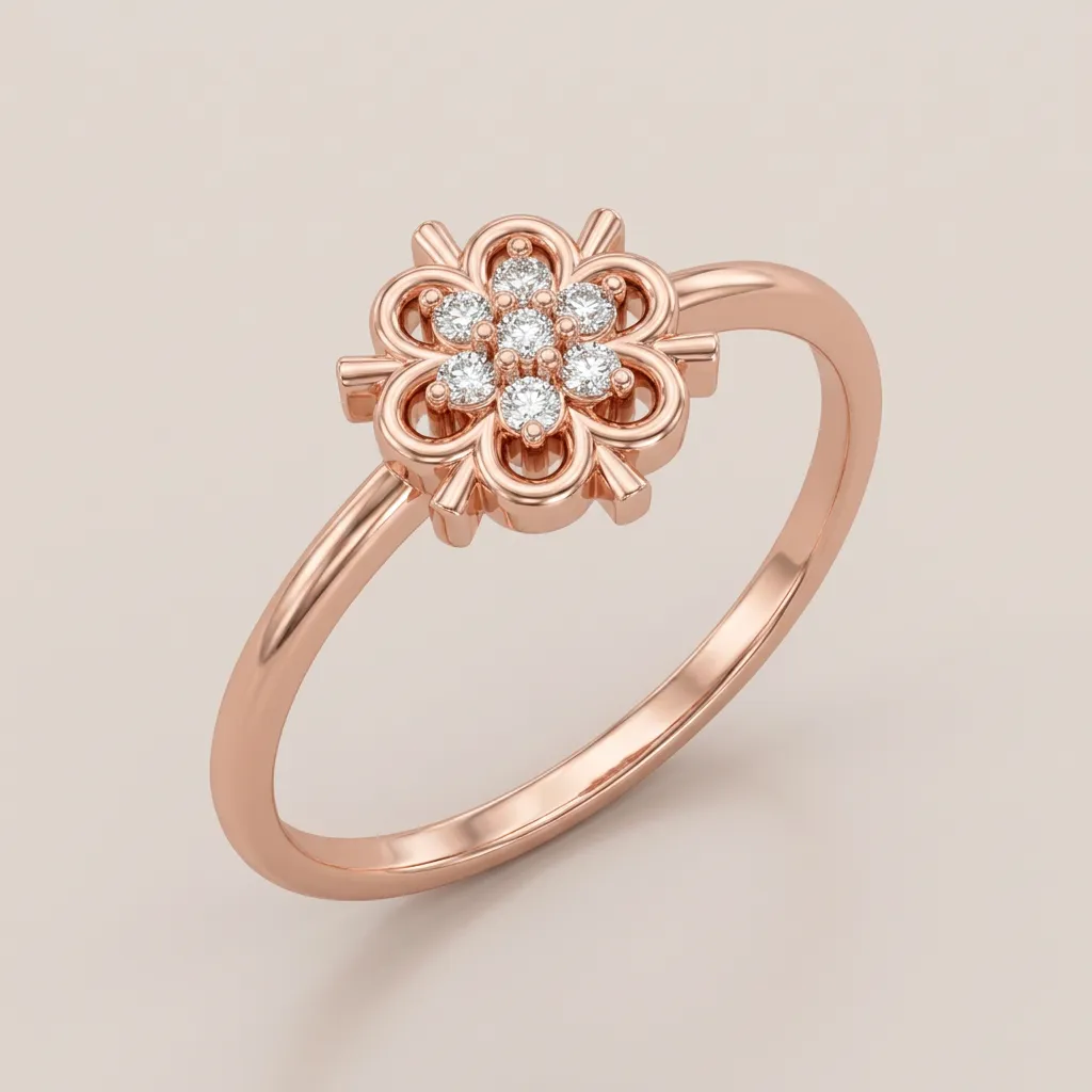 Filigree Diamond Flower Cluster Ring R00827 — 18K gold ring by RUT GOLD — view 4