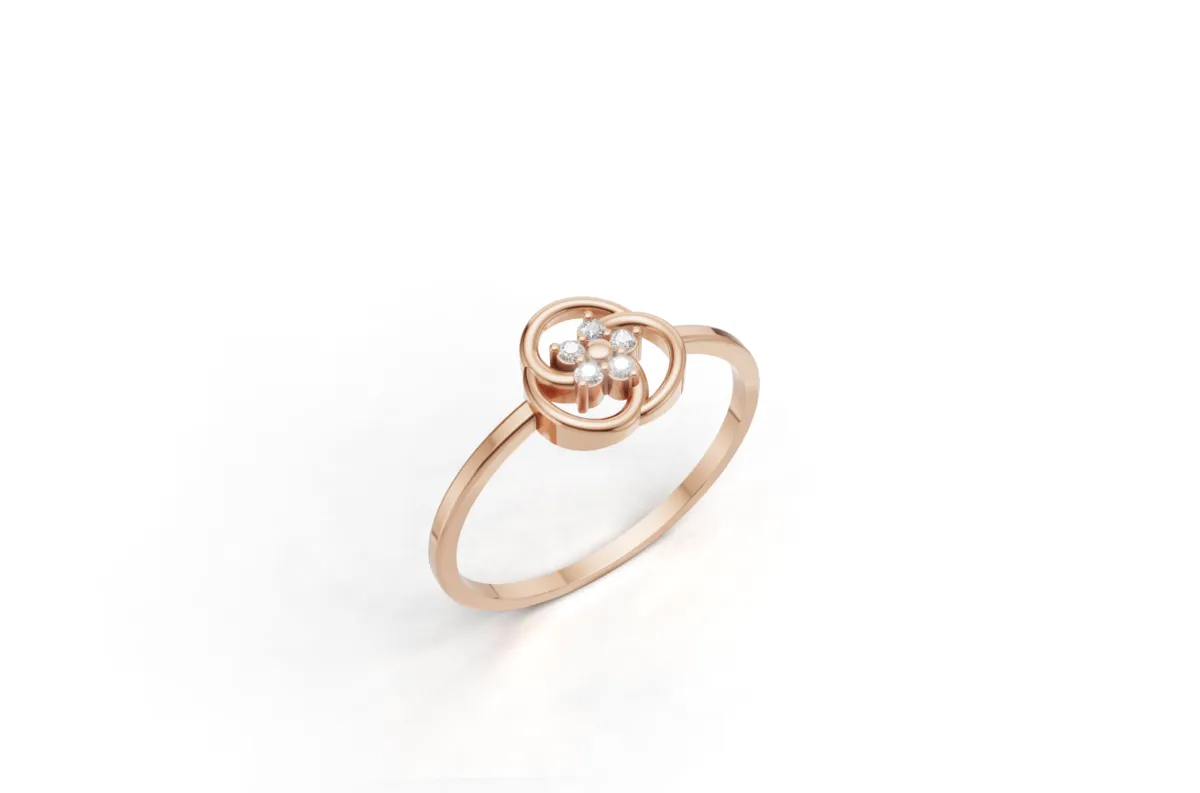 Diamond Trefoil Cluster Ring R00829 — 18K gold ring by RUT GOLD