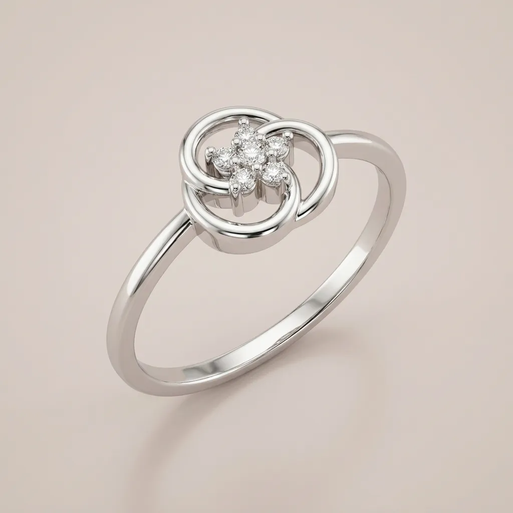 Diamond Trefoil Cluster Ring R00829 — 18K gold ring by RUT GOLD — view 3