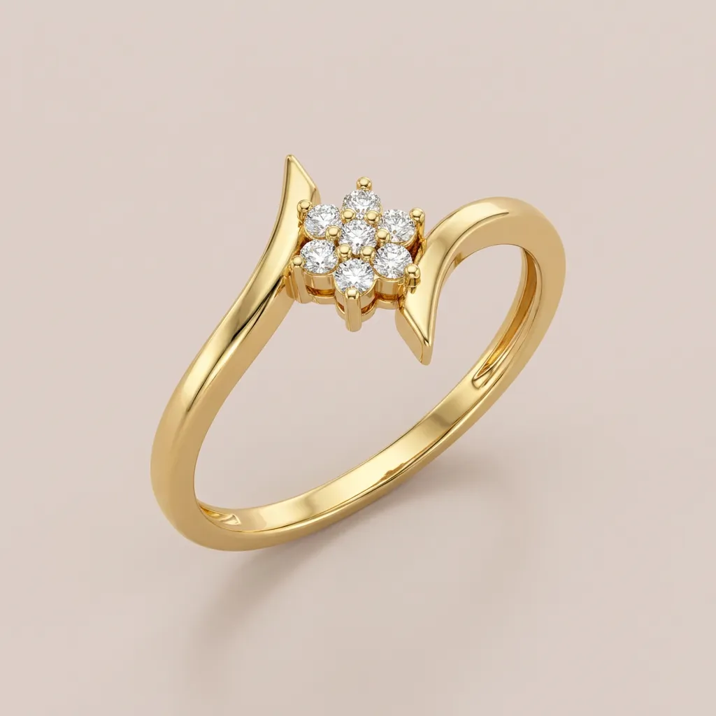 Diamond Cluster Bypass Ring R00830 — 18K gold ring by RUT GOLD