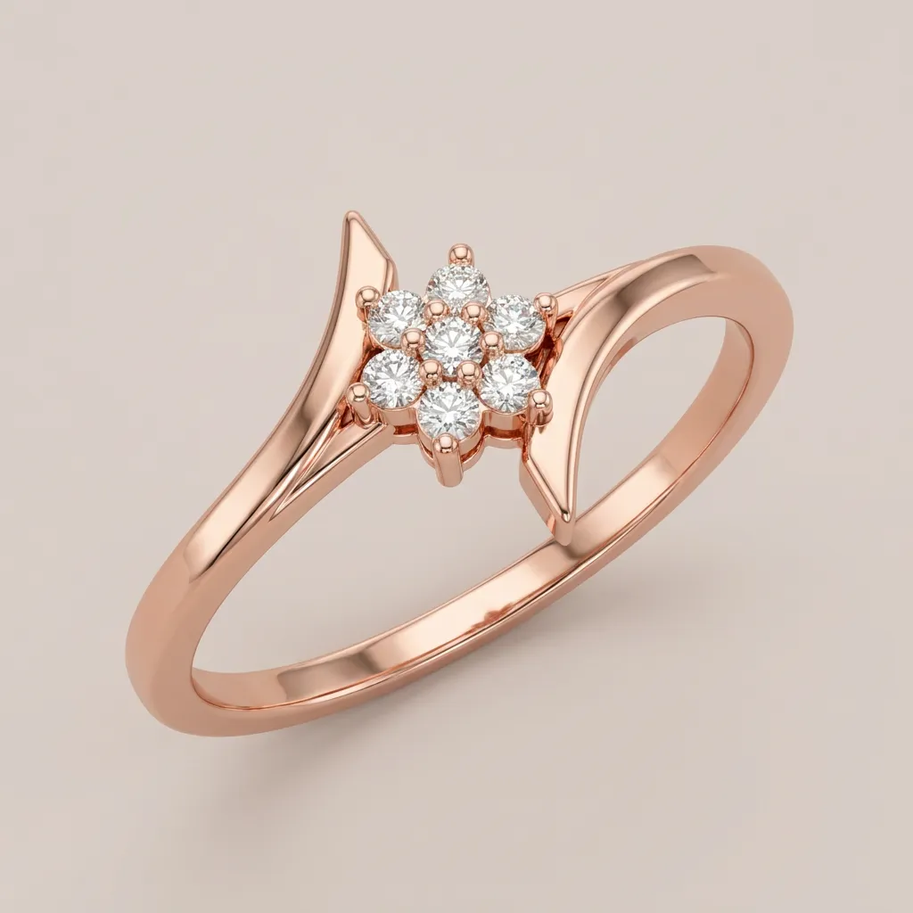 Diamond Cluster Bypass Ring R00830 — 18K gold ring by RUT GOLD — view 4