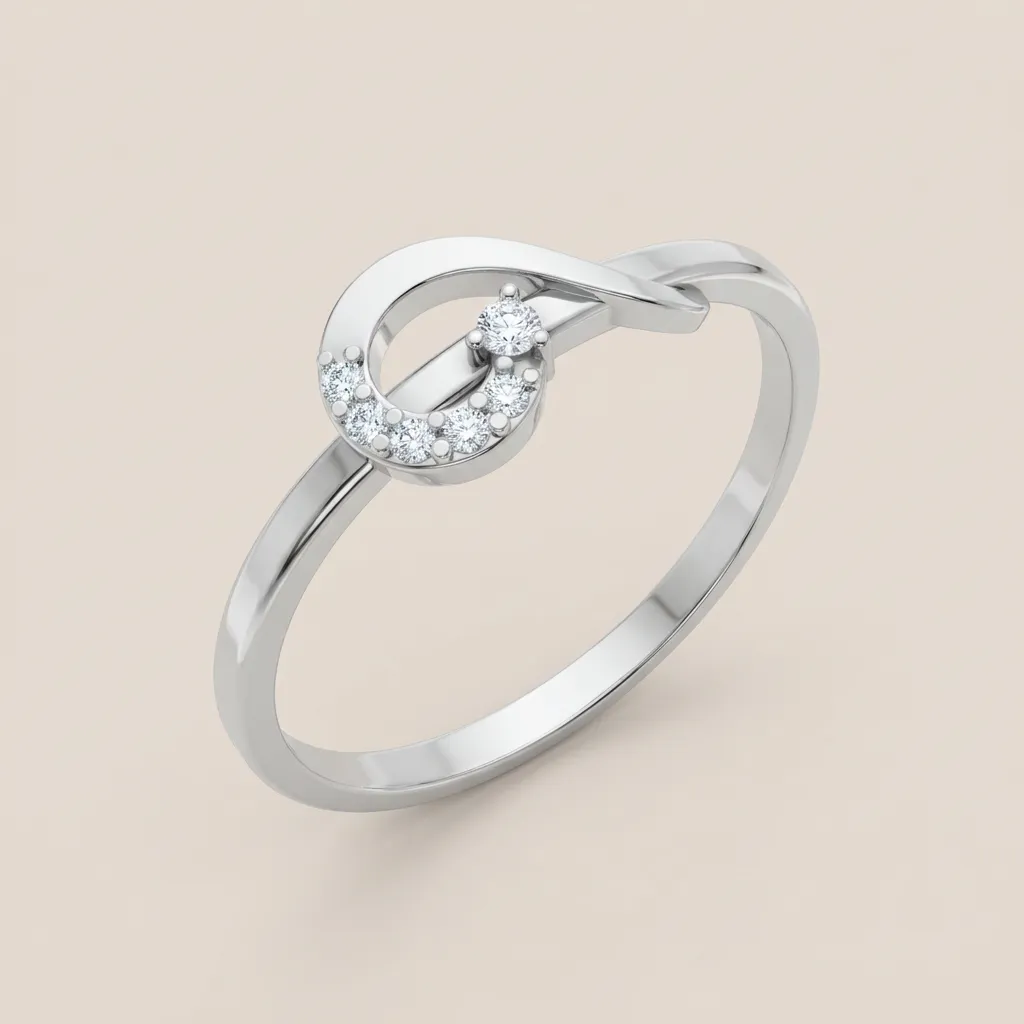 Pavé Diamond Crescent Ring R00831 — 18K gold ring by RUT GOLD