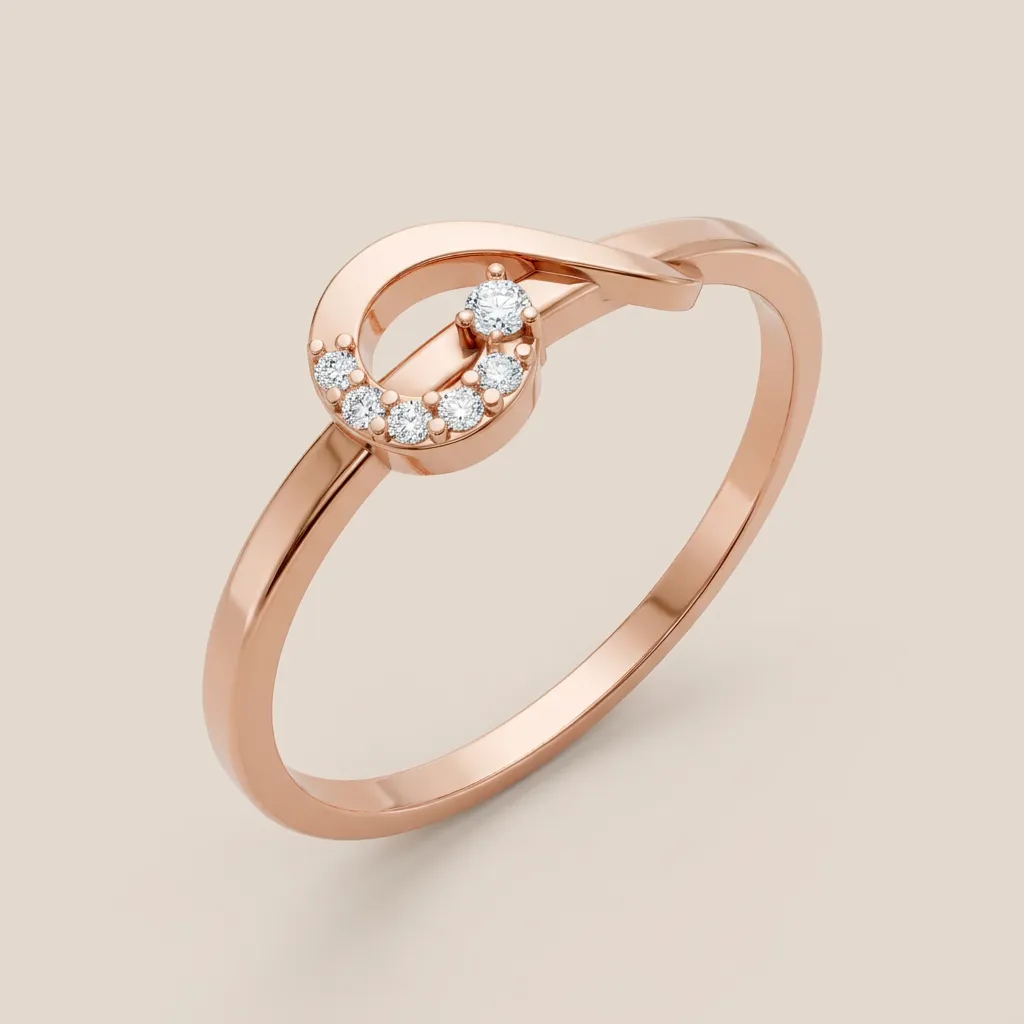 Pavé Diamond Crescent Ring R00831 — 18K gold ring by RUT GOLD — view 5