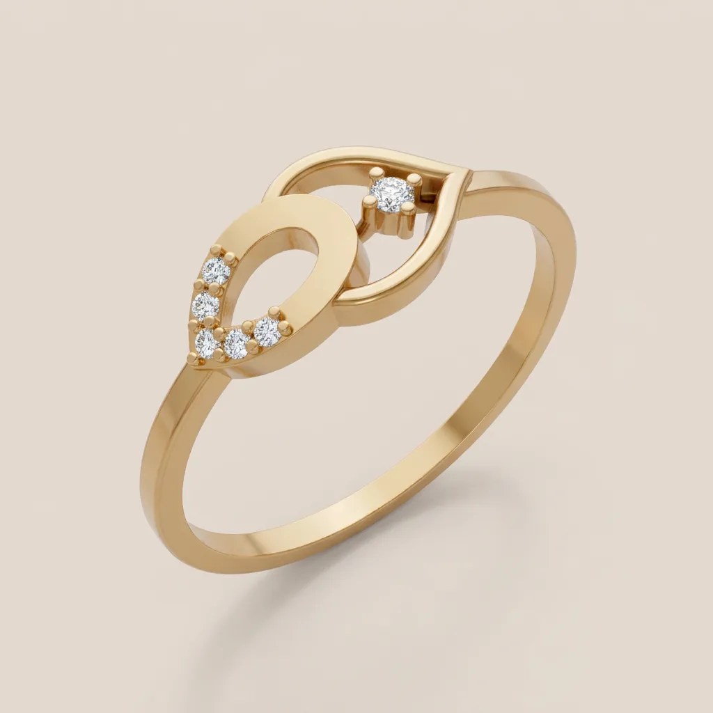 Pavé Diamond Double Teardrop Ring R00832 — 18K gold ring by RUT GOLD
