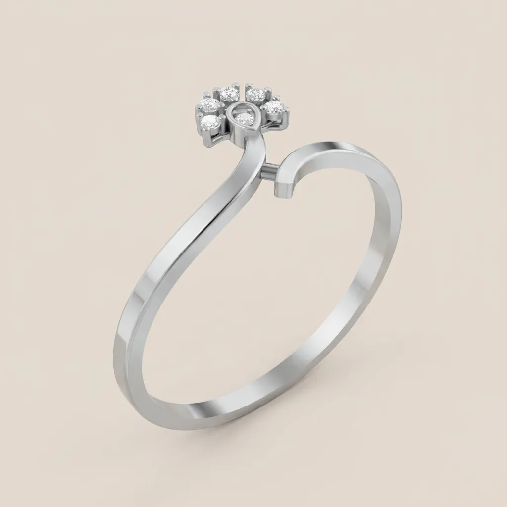 Diamond Flower Open Ring R00833 — 18K gold ring by RUT GOLD
