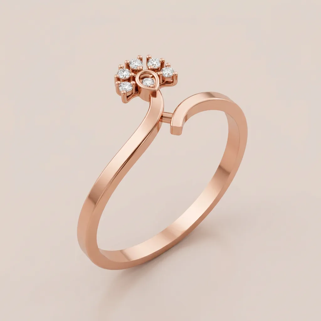 Diamond Flower Open Ring R00833 — 18K gold ring by RUT GOLD — view 5