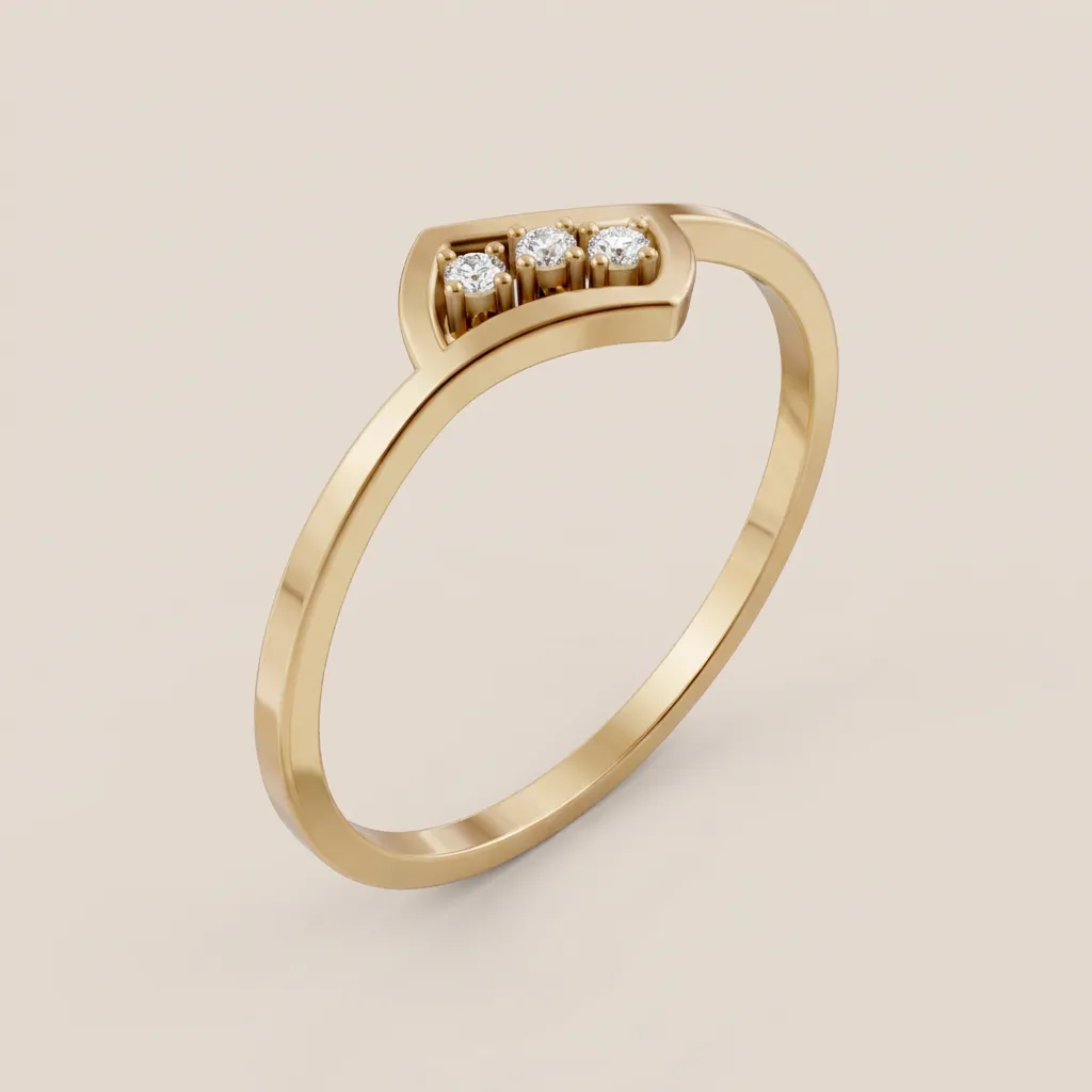 Diamond Three-Stone Wave Ring R00834 — 18K gold ring by RUT GOLD