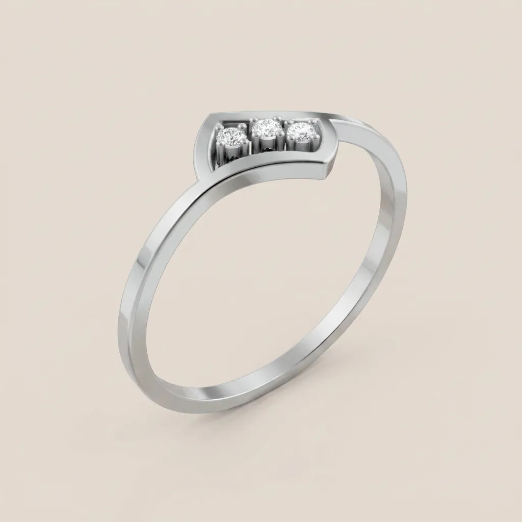 Diamond Three-Stone Wave Ring R00834 — 18K gold ring by RUT GOLD — view 4