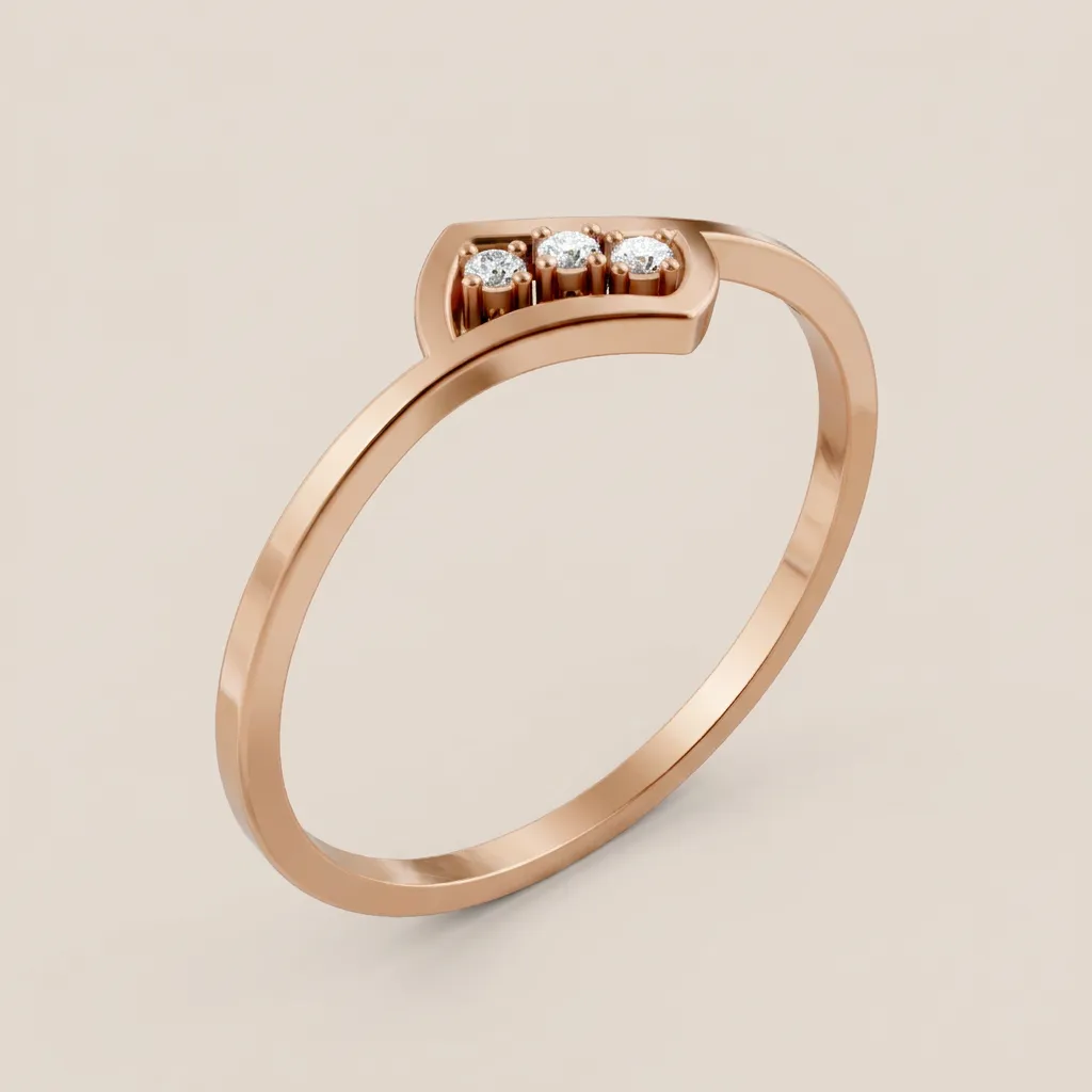 Diamond Three-Stone Wave Ring R00834 — 18K gold ring by RUT GOLD — view 5