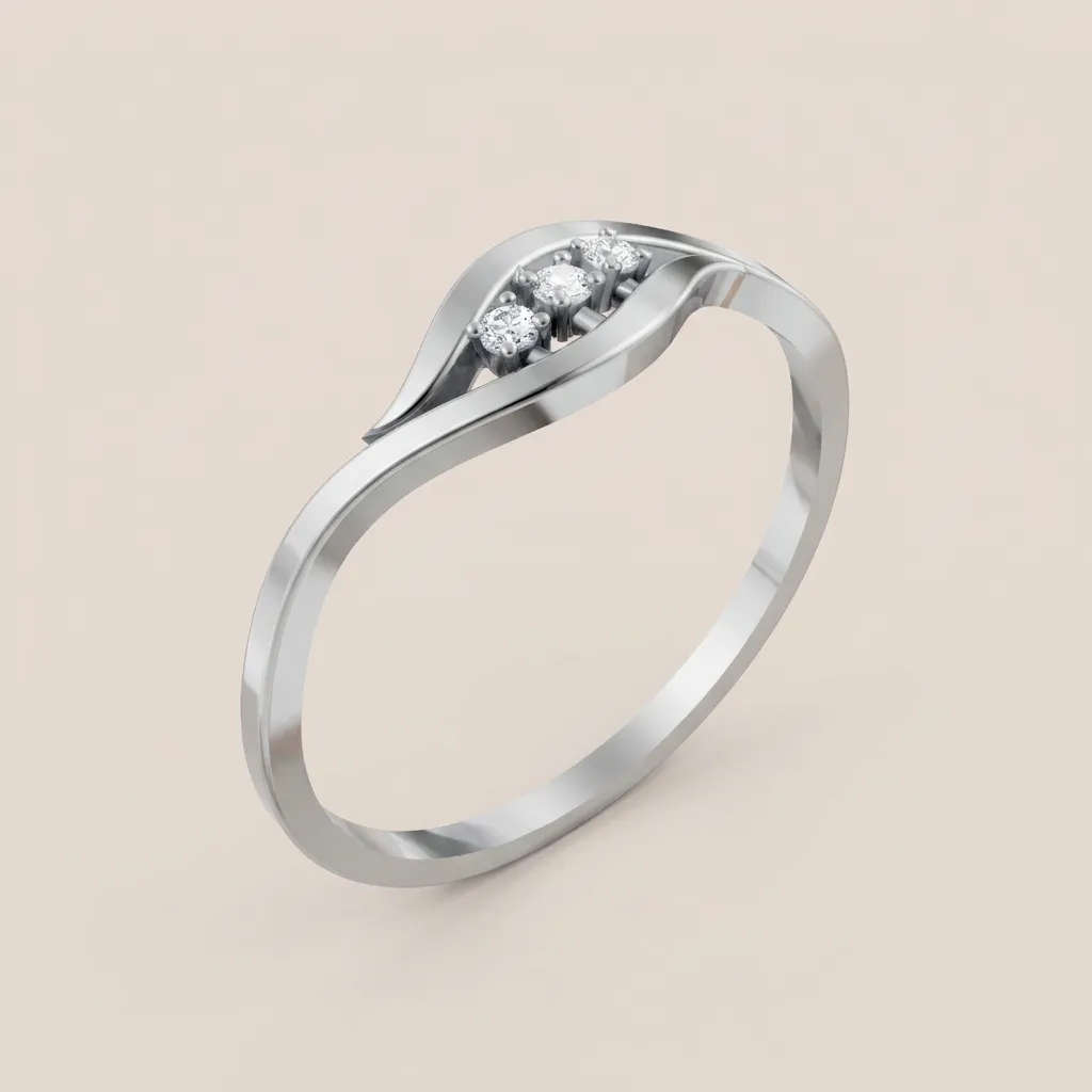 Diamond Leaf Wave Ring R00835 — 18K gold ring by RUT GOLD