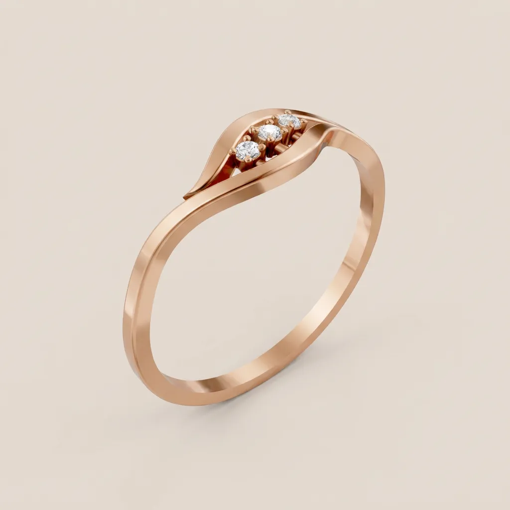Diamond Leaf Wave Ring R00835 — 18K gold ring by RUT GOLD — view 4