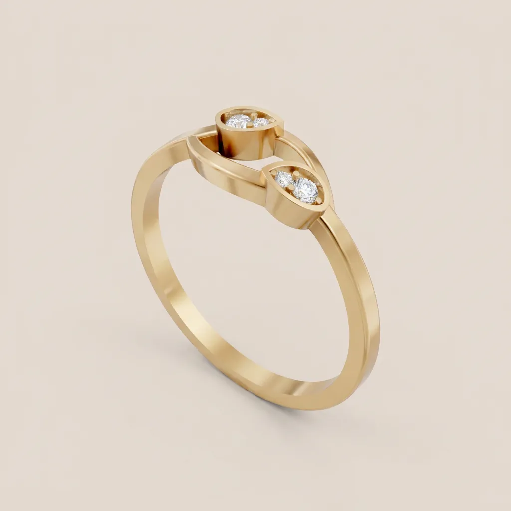 Diamond Loop Swirl Ring R00838 — 18K gold ring by RUT GOLD