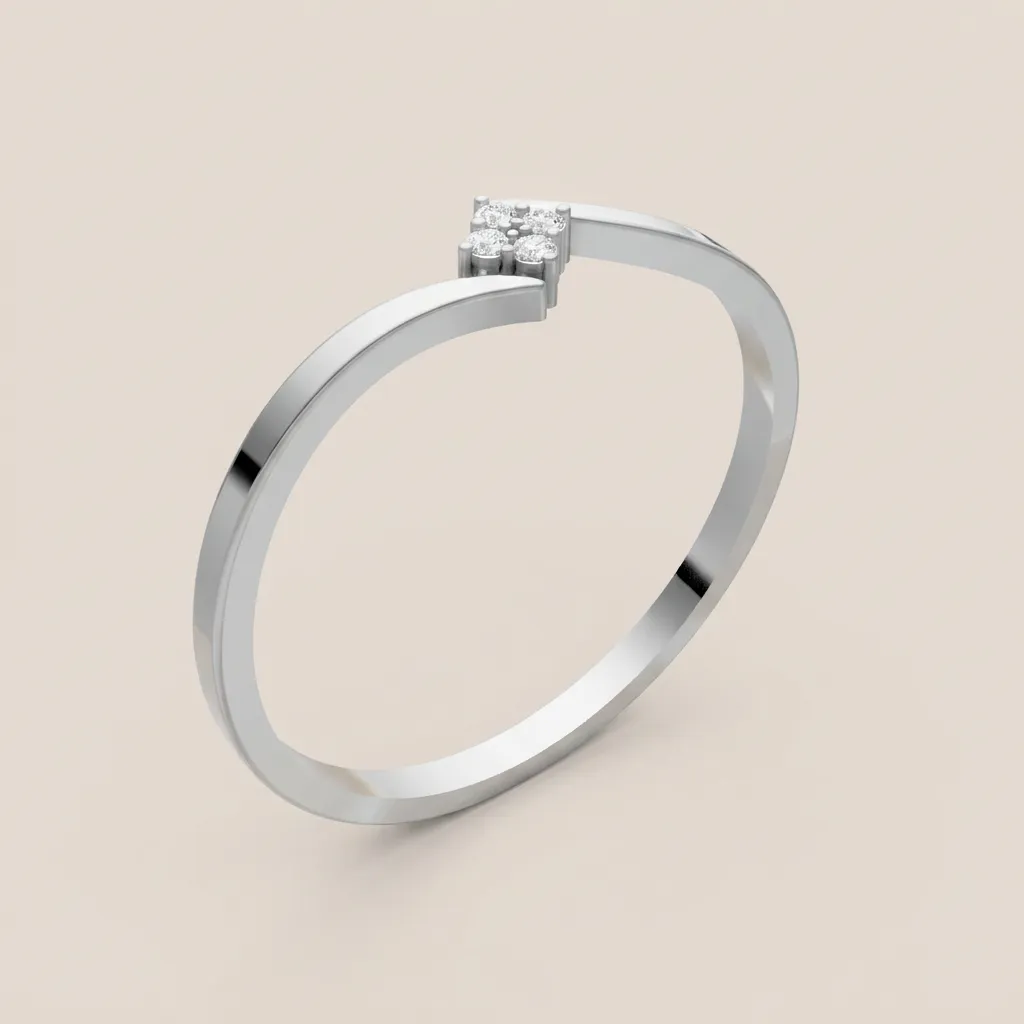 Minimalist Diamond Bypass Ring R00839 — 18K gold ring by RUT GOLD