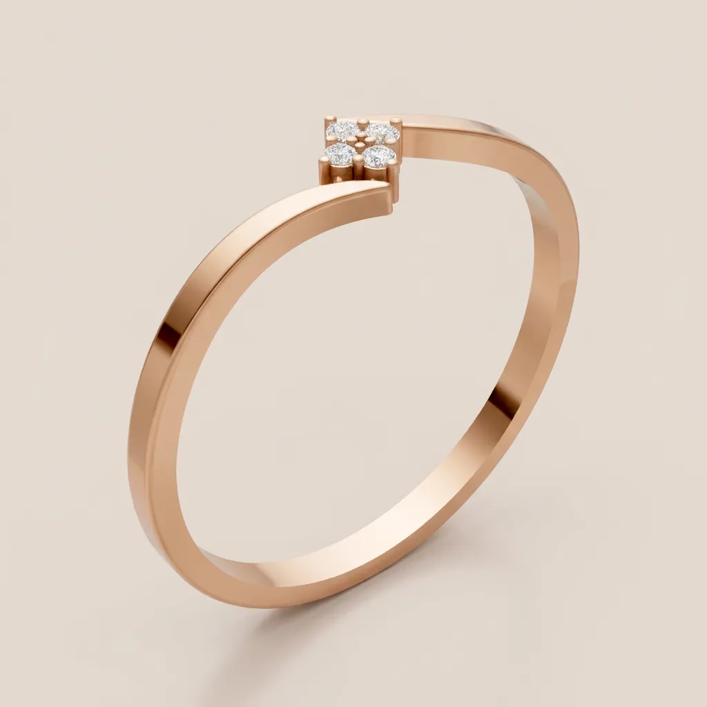 Minimalist Diamond Bypass Ring R00839 — 18K gold ring by RUT GOLD — view 4