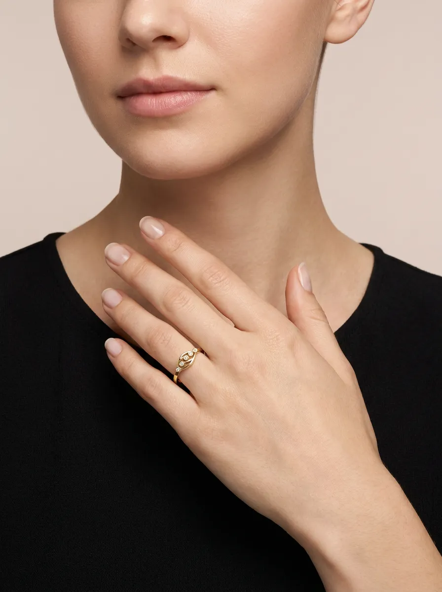 Diamond Evil Eye Ring R00840 — 18K gold ring by RUT GOLD — view 3