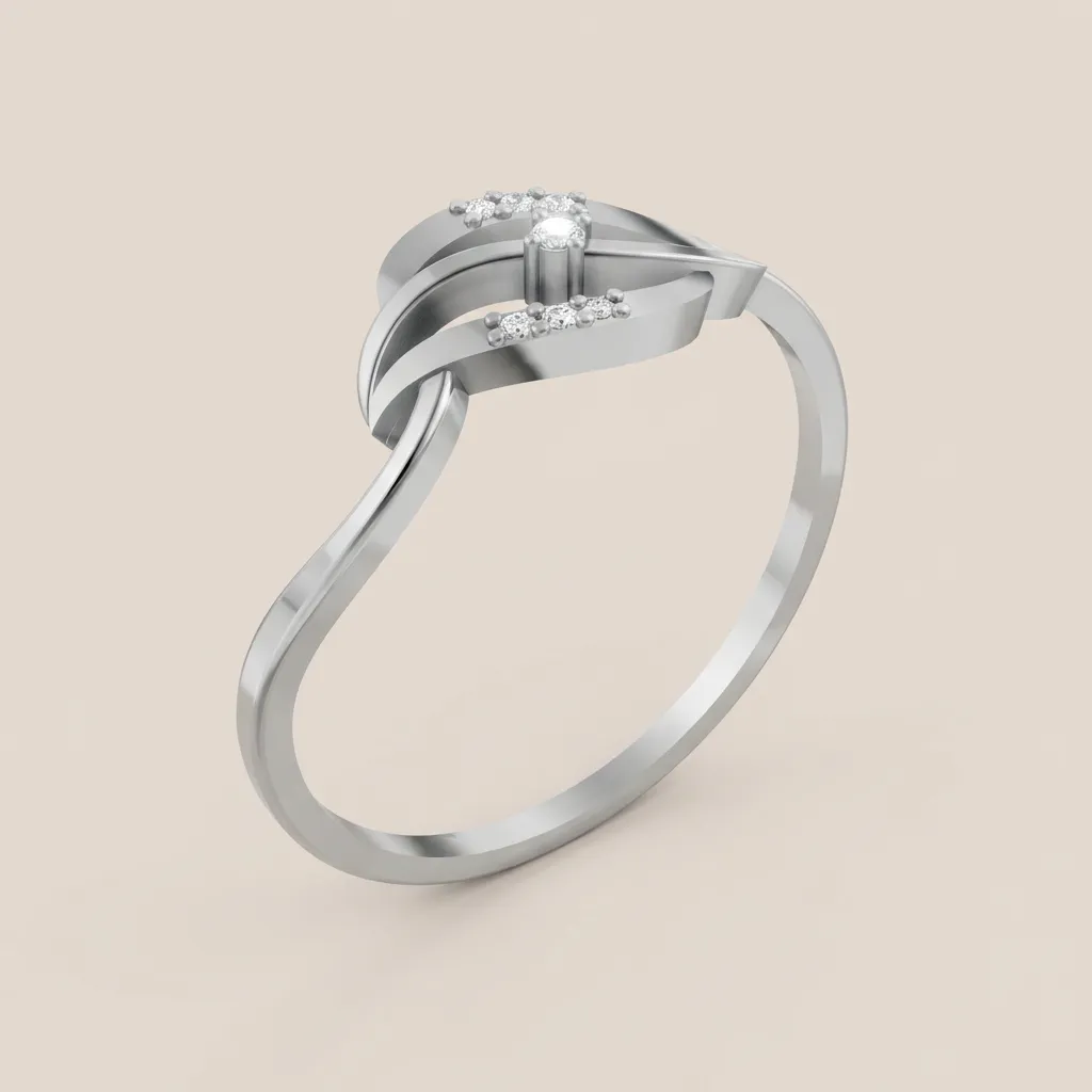 Pavé Diamond Wave Leaf Ring R00841 — 18K gold ring by RUT GOLD