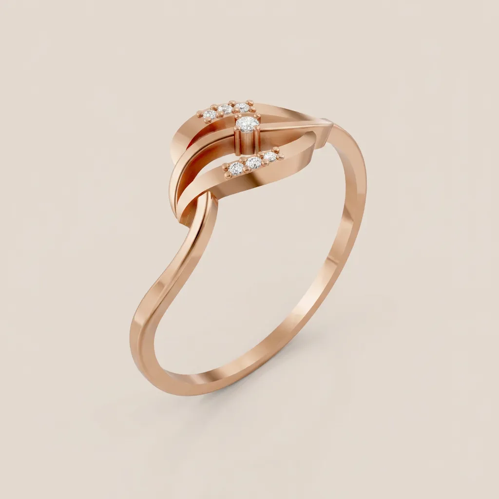 Pavé Diamond Wave Leaf Ring R00841 — 18K gold ring by RUT GOLD — view 3