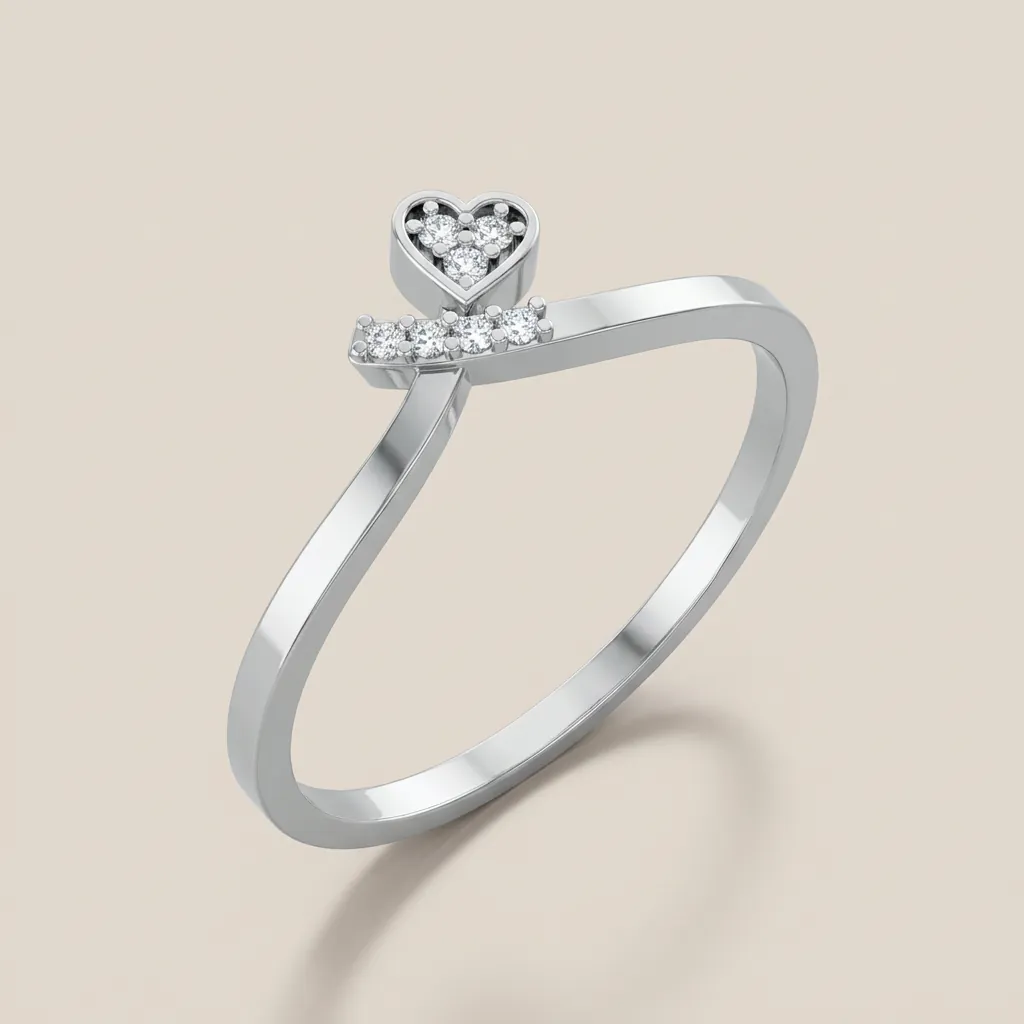 Diamond Heart Chevron Ring R00842 — 18K gold ring by RUT GOLD